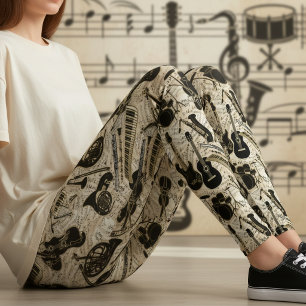 Legging Partituras e Instrumentos Preto/Ouro ID481