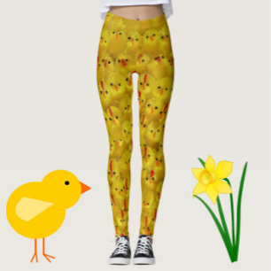Legging Páscoa Amarelo Engraçado Pernas de Galinha de Pint