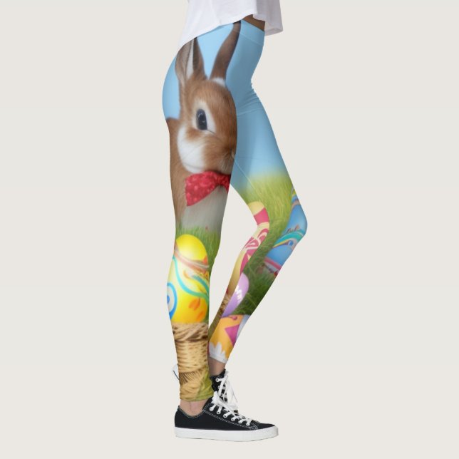 Legging Páscoa bonita Bunnypara um humor positivo (Direita)