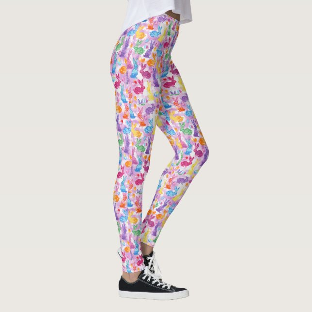 Legging PÁSCOA Coelhinho de Ovo Ioga Calça Meninas de Mulh (Direita)