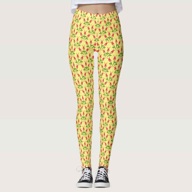 Legging Páscoa Floral Design em Calças de Yoga Amarela (Frente)