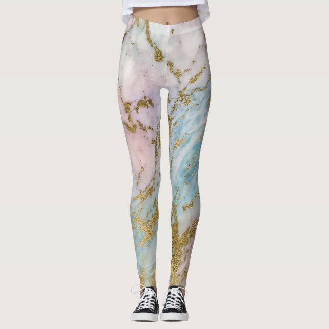 Legging PASEL Dourado Mármore Abstrato ATIVE LEGG (Frente)
