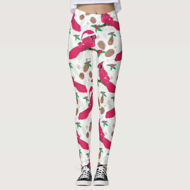 Legging Pássaro Cardinal Vermelho Papai Noel (Frente)