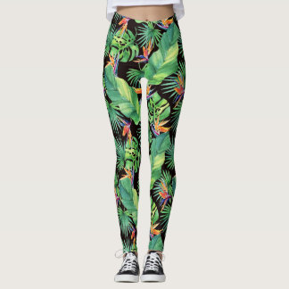 Legging Pássaro do Paraíso nas Leguminosas Tropicais Selva