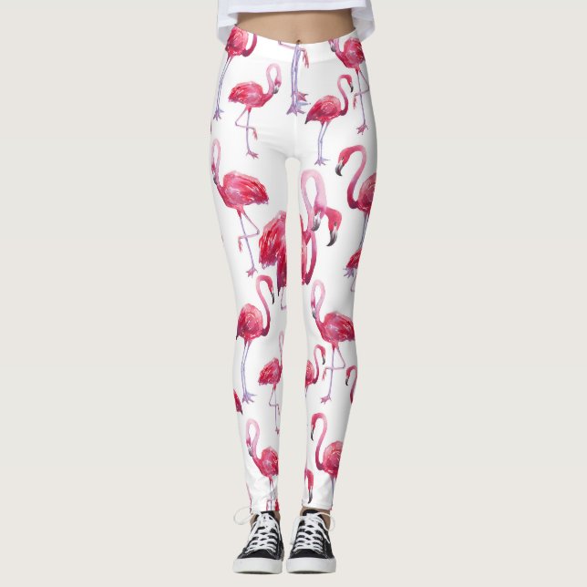 Legging Pássaro Flamingo Watercolor Exótico (Frente)