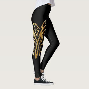 Legging Pássaro legal Tribal Phoenix em Calças de Yoga Neg