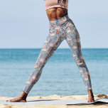 Legging Pássaros Cisne Padrão Botânico Floral Azul<br><div class="desc">Dois cisnes bonito numa libra com flores botânicas da fauna selvagem e leggings de lírios. Arte original de Caroline Bonne Müller</div>