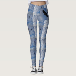 Legging Pássaros com legenda azul turva