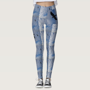 Legging Pássaros com legenda azul turva