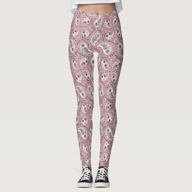 Legging Pássaros da Paisley em rosa-bebê (Frente)