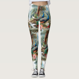 Legging Pássaros de Pavão na Floresta