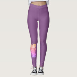 Legging Pássaros do fio - ameixa com pêssego e rosa