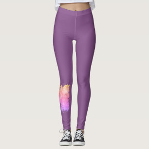 Legging Pássaros do fio - ameixa com pêssego e rosa