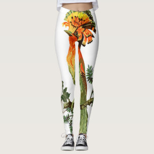 Legging Pássaros do Paraíso: Fundo Floral Exótico