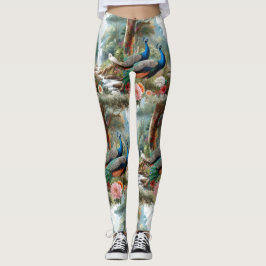 Legging Pássaros Pavão na Floresta 