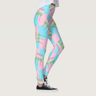 Legging Pasta Azul Cor-de-Rosa Verificada Pernas de Dango