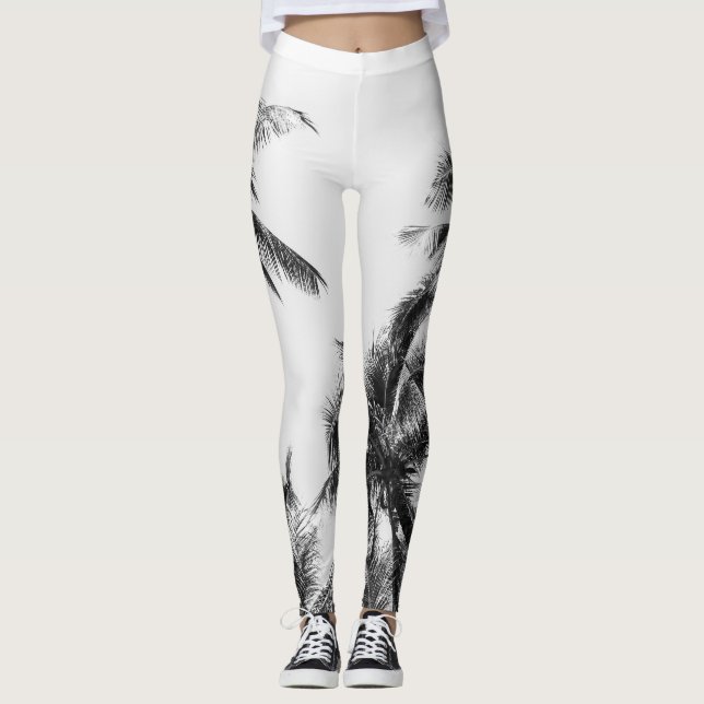 Legging Pasta branca Pálida de Árvore Palm (Frente)