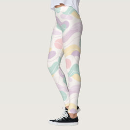 Legging Pastel Abstract Seamless Pattern Waves and Circles
