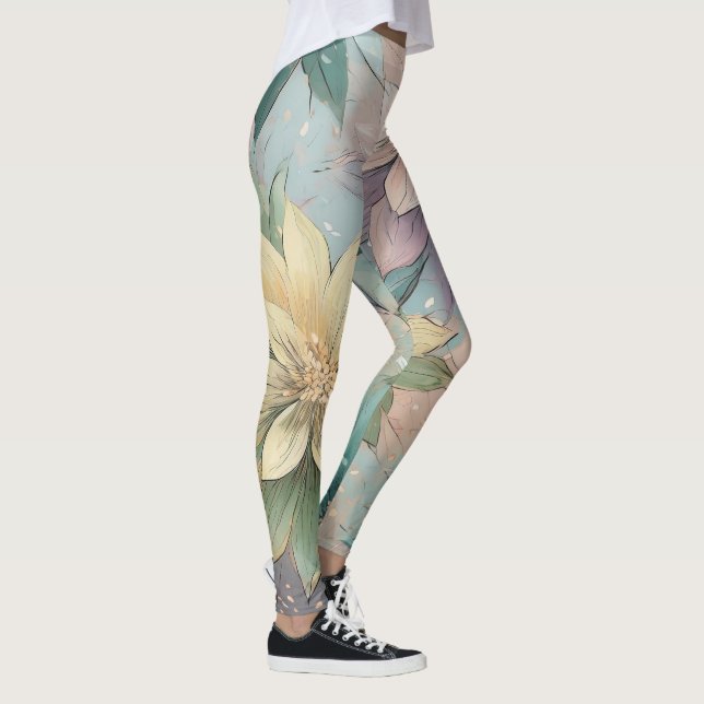 Legging Pastel Blossom Burst: Padrão de Explosão Floral (Direita)