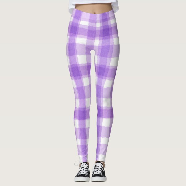 Legging Pastel Bonito de Xadrez roxa (Frente)