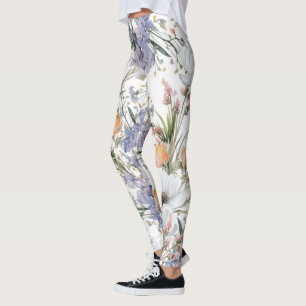 Legging Pastel botânico cor flor silvestre flor de verão