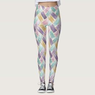 Legging Pastel Brushaft e Dourado Crisscross Abstrato