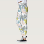 Legging Pastel coloração Folhas de palma e formas orgânica<br><div class="desc">Folhas de palma tropicais coloridas com formas orgânicas em um padrão sem costura com fundo branco.</div>