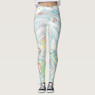 Legging Pastel Colors Marbleized Background