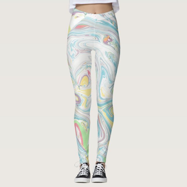 Legging Pastel Colors Marbleized Background (Frente)