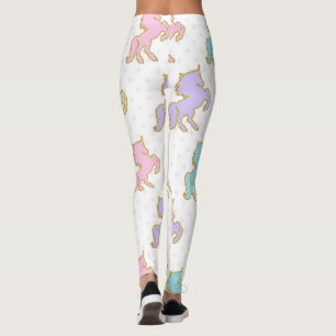 Legging Pastel e Unicórnio Dourado