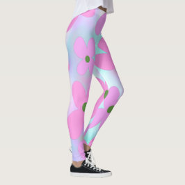 Legging Pastel Floral Abstrato Faux Doces Holográfico Rosa