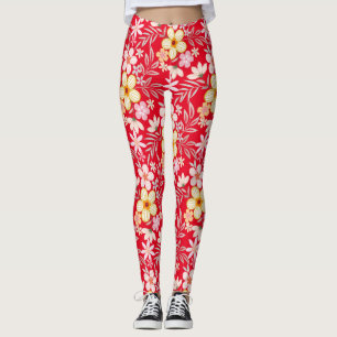 Legging Pastel Floral padrão C03.bw Vermelho BG