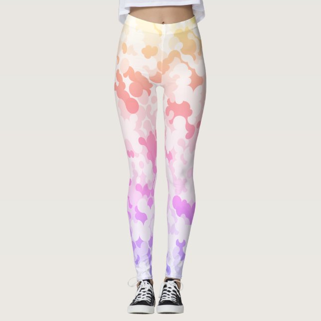 Legging Pastel Funky Eclectic Boho Abstrato Cloudy Sunset (Frente)