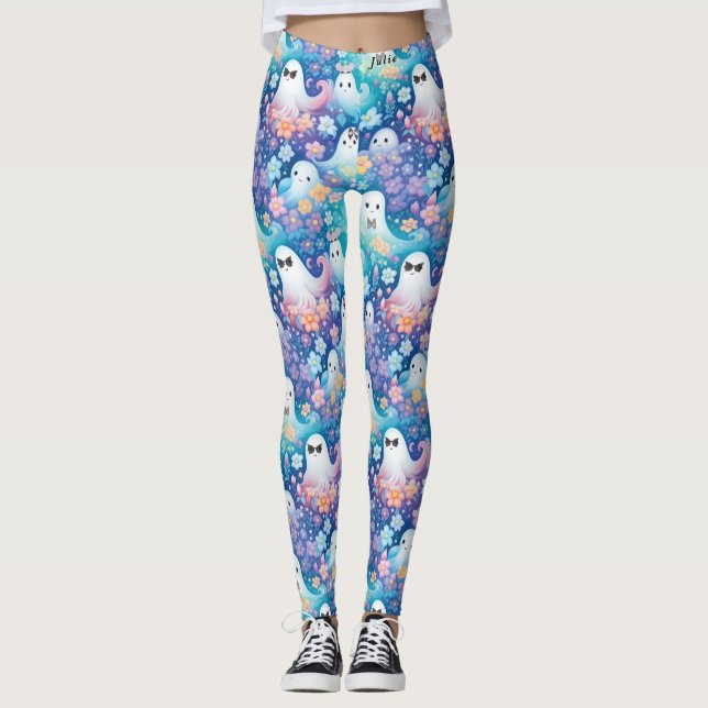 Legging Pastel Girly Halloween Cute Ghost Retro Floral (Frente)