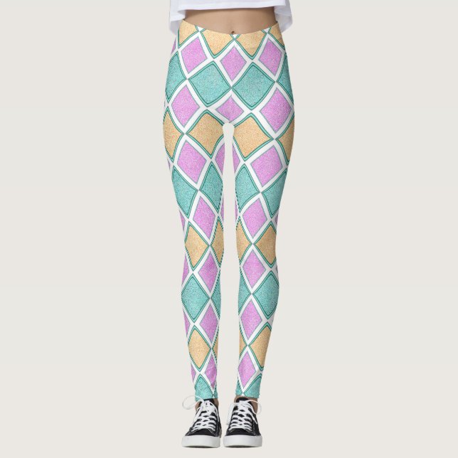 Legging  Pastel Harlequin Prism Diamond Pattern (Frente)