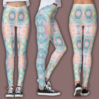 Legging Pastel Kaleidoscope Pattern | Pink & Mint Mandala