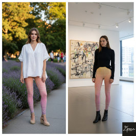 Legging Pastel Ombre Vertical Plaid Gradient Texture