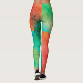 Legging Pastel Pale Turquoise Coral Abstrato Art