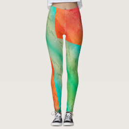 Legging Pastel Pale Turquoise Coral Abstrato Art