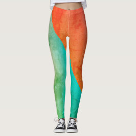Legging Pastel Pale Turquoise Coral Abstrato Art