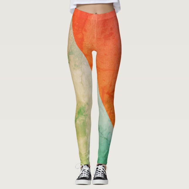 Legging Pastel Pale Turquoise Coral Abstrato Art (Frente)