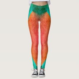 Legging Pastel Pale Turquoise Coral Abstrato Art