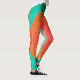 Legging Pastel Pale Turquoise Coral Abstrato Art