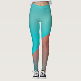 Legging Pastel Pale Turquoise Coral Abstrato Art