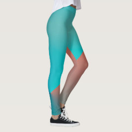 Legging Pastel Pale Turquoise Coral Abstrato Art