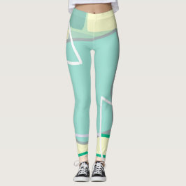 Legging Pastel Pálido Turquesa Abstrato