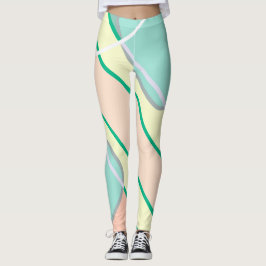 Legging Pastel Pálido Turquesa Abstrato