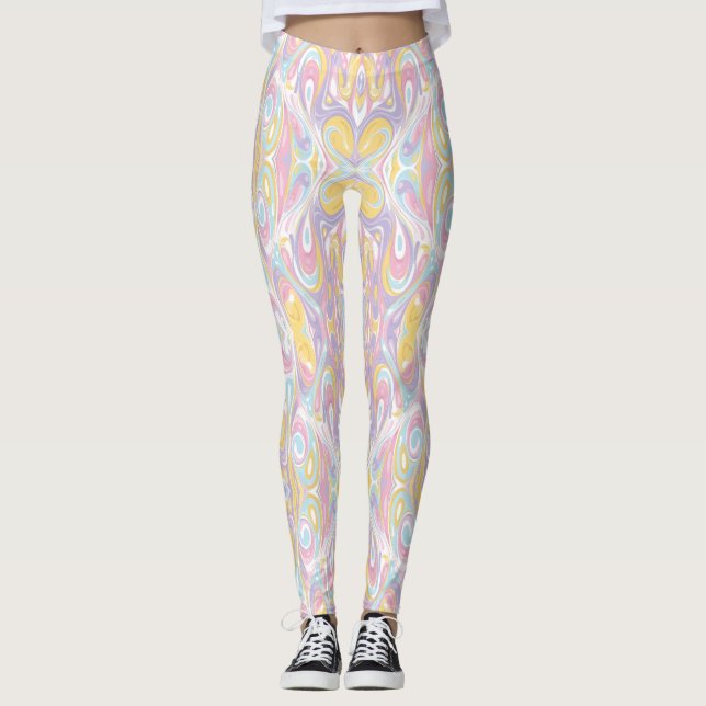 Legging Pastel Psychedelic Pattern | Groovy Liquid Marble  (Frente)