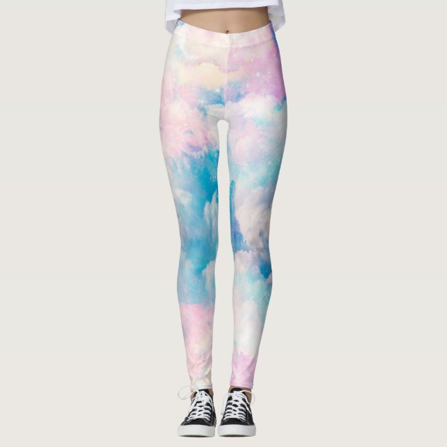 Legging Pastel Rainbow Cloudy Sky Aestético (Frente)