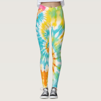 Legging Pastel Rainbow Tie Dye Spiral Pattern